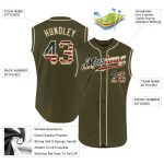 Personalized Olive Vintage USA Flag-Cream Authentic Sleeveless Salute To Service Baseball Jersey Team Custom Name and Number