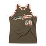 Personalized Olive Vintage USA Flag-Cream Authentic Throwback Salute To Service Basketball Jersey Team Custom Name and Number