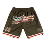 Personalized Olive Vintage USA Flag-Cream Authentic Throwback Salute To Service Basketball Shorts Team Custom Name and Number
