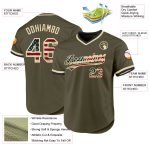 Personalized Olive Vintage USA Flag Cream-Black Authentic Throwback Salute To Service Baseball Jersey Team Custom Name and Number