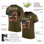 Personalized Olive Vintage USA Flag Cream-Black Mesh Authentic Salute To Service Football Jersey Team Custom Name and Number