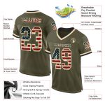 Personalized Olive Vintage USA Flag Cream-Black Mesh Authentic Throwback Salute To Service Football Jersey Team Custom Name and Number