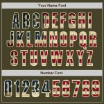 Personalized Olive Vintage USA Flag Cream-Crimson Authentic Salute To Service Baseball Jersey