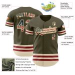Personalized Olive Vintage USA Flag Cream-Maroon Line Authentic Salute To Service Baseball Jersey Team Custom Name and Number