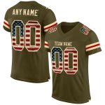 Personalized Olive Vintage USA Flag-Cream Mesh Authentic Salute To Service Football Jersey Team Custom Name and Number