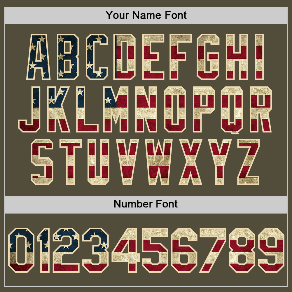Personalized Olive Vintage USA Flag-Cream Mesh Authentic Throwback Salute To Service Baseball Jersey Team Custom Name and Number Personalized Olive Vintage USA Flag-Cream Mesh Authentic Throwback Salute To Service Baseball Jersey Team Custom Name and Number - Image 5