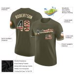 Personalized Olive Vintage USA Flag-Cream Performance Salute To Service T-Shirt Team Custom Name and Number