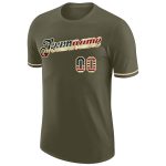 Personalized Olive Vintage USA Flag-Cream Performance Salute To Service T-Shirt Team Custom Name and Number