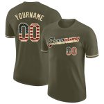 Personalized Olive Vintage USA Flag-Cream Performance Salute To Service T-Shirt Team Custom Name and Number