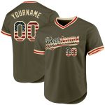 Personalized Olive Vintage USA Flag Cream-Red Authentic Throwback Salute To Service Baseball Jersey Team Custom Name and Number