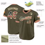 Personalized Olive Vintage USA Flag Cream-Red Authentic Throwback Salute To Service Baseball Jersey Team Custom Name and Number