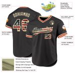 Personalized Olive Vintage USA Flag Cream-Red Authentic Throwback Salute To Service Baseball Jersey