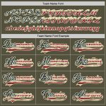 Personalized Olive Vintage USA Flag-Cream Salute To Service Hockey Jersey Team Custom Name and Number