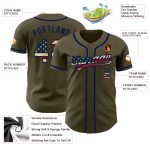 Personalized Olive Vintage USA Flag-Navy Authentic Salute To Service Baseball Jersey Team Custom Name and Number