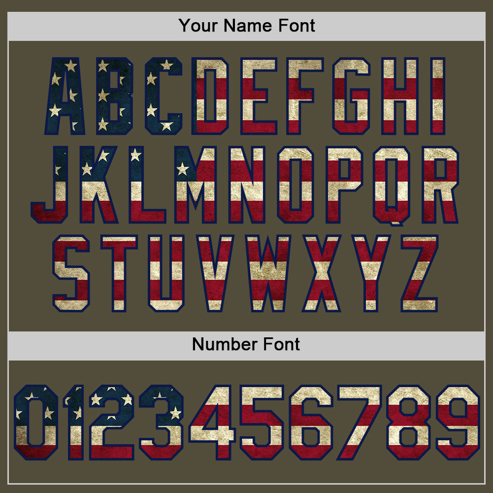 Personalized Olive Vintage USA Flag-Navy Mesh Authentic Throwback Salute To Service Baseball Jersey Team Custom Name and Number Personalized Olive Vintage USA Flag-Navy Mesh Authentic Throwback Salute To Service Baseball Jersey Team Custom Name and Number - Image 5