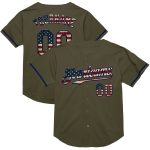 Personalized Olive Vintage USA Flag-Navy Mesh Authentic Throwback Salute To Service Baseball Jersey Team Custom Name and Number