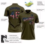 Personalized Olive Vintage USA Flag-Navy Performance Vapor Salute To Service Golf Polo Shirt Team Custom Name and Number