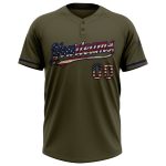 Personalized Olive Vintage USA Flag-Navy Salute To Service Two-Button Unisex Softball Jersey Team Custom Name and Number