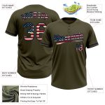 Personalized Olive Vintage USA Flag-Navy Salute To Service Two-Button Unisex Softball Jersey Team Custom Name and Number