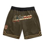 Personalized Olive Vintage USA Flag-Old Gold Authentic Throwback Salute To Service Basketball Shorts Team Custom Name and Number