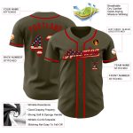 Personalized Olive Vintage USA Flag-Red Authentic Salute To Service Baseball Jersey Team Custom Name and Number