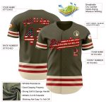 Personalized Olive Vintage USA Flag Red-Cream Line Authentic Salute To Service Baseball Jersey Team Custom Name and Number