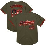 Personalized Olive Vintage USA Flag-Red Mesh Authentic Throwback Salute To Service Baseball Jersey Team Custom Name and Number