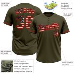Personalized Olive Vintage USA Flag-Red Salute To Service Two-Button Unisex Softball Jersey Team Custom Name and Number