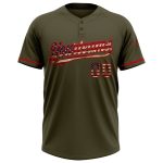 Personalized Olive Vintage USA Flag-Red Salute To Service Two-Button Unisex Softball Jersey Team Custom Name and Number