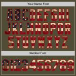 Personalized Olive Vintage USA Flag-Red Salute To Service Two-Button Unisex Softball Jersey Team Custom Name and Number