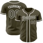 Personalized Olive White Authentic Salute To Service Baseball Jersey Team Custom Name and Number