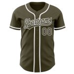 Personalized Olive White Authentic Salute To Service Baseball Jersey Team Custom Name and Number
