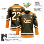 Personalized Olive White-Bay Orange Salute To Service Hockey Lace Neck Jersey Team Custom Name and Number