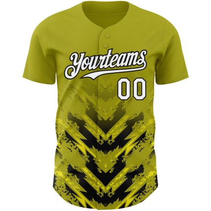 Personalized Olive White-Black 3D Pattern Design Abstract Arrow Authentic Baseball Jersey Team Custom Name and Number