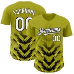 Personalized Olive White-Black 3D Pattern Design Abstract Arrow Authentic Baseball Jersey Team Custom Name and Number