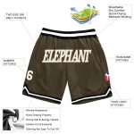Personalized Olive White-Black Authentic Throwback Salute To Service Basketball Shorts Team Custom Name and Number