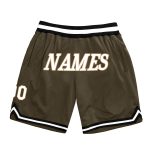 Personalized Olive White-Black Authentic Throwback Salute To Service Basketball Shorts Team Custom Name and Number