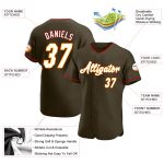 Personalized Olive White-Gold Authentic Salute To Service Baseball Jersey Team Custom Name and Number