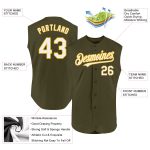 Personalized Olive White-Gold Authentic Sleeveless Salute To Service Baseball Jersey Team Custom Name and Number