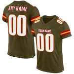 Personalized Olive White-Gold Mesh Authentic Salute To Service Football Jersey Team Custom Name and Number