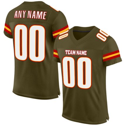 Personalized Olive White-Gold Mesh Authentic Salute To Service Football Jersey Team Custom Name and Number