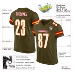 Personalized Olive White-Gold Mesh Authentic Salute To Service Football Jersey Team Custom Name and Number