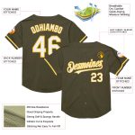 Personalized Olive White-Gold Mesh Authentic Throwback Salute To Service Baseball Jersey Team Custom Name and Number