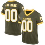 Personalized Olive White-Gold Mesh Authentic Throwback Salute To Service Football Jersey Team Custom Name and Number