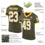 Personalized Olive White-Gold Mesh Authentic Throwback Salute To Service Football Jersey Team Custom Name and Number