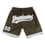 Personalized Olive White-Gray Authentic Throwback Salute To Service Basketball Shorts