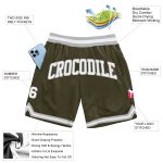 Personalized Olive White-Gray Authentic Throwback Salute To Service Basketball Shorts Team Custom Name and Number