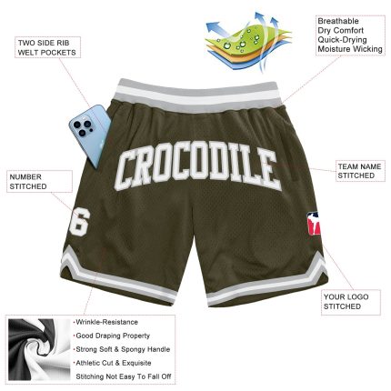 Personalized Olive White-Gray Authentic Throwback Salute To Service Basketball Shorts Team Custom Name and Number