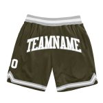 Personalized Olive White-Gray Authentic Throwback Salute To Service Basketball Shorts Team Custom Name and Number