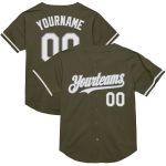 Personalized Olive White-Gray Mesh Authentic Throwback Salute To Service Baseball Jersey Team Custom Name and Number